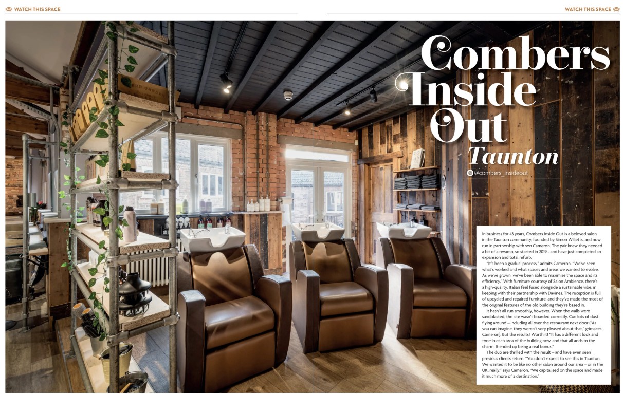 Creative Head spread on Combers Inside Out Hair Salon Taunton
