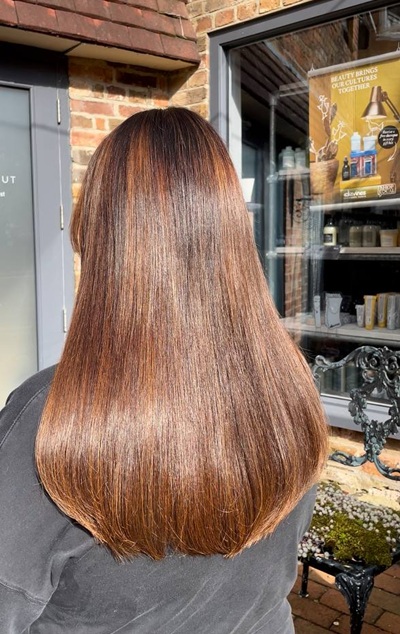 after red hair extensions at combers hairdressers taunton